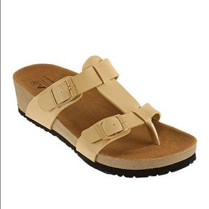 Agape Tan Double Strap Thong Walking Sandal